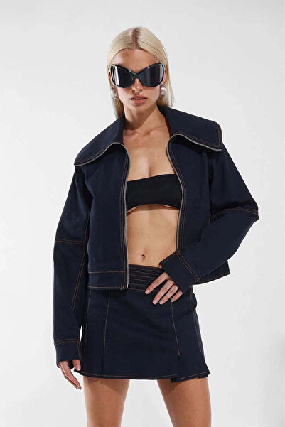 American Rag Cie Ashton Jacket - Dark Blue Structured Denim, High Quality wit...