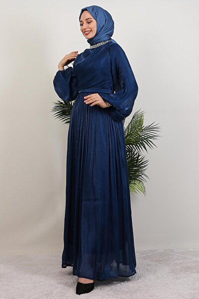 GİYZAMİLA Βραδινό φόρεμα Zeliş Stone Navy Blue