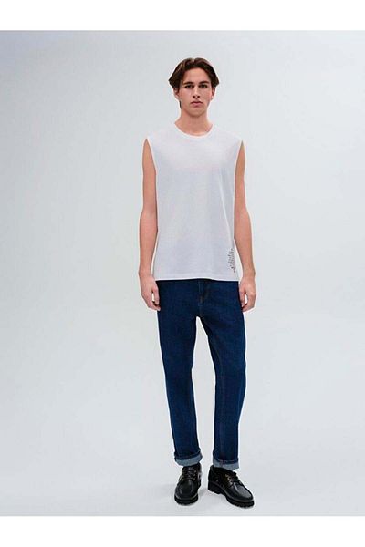 Ltb Fadoze Minimal Text Printed Men's Black Crew Neck Zero Sleeve Undershirt