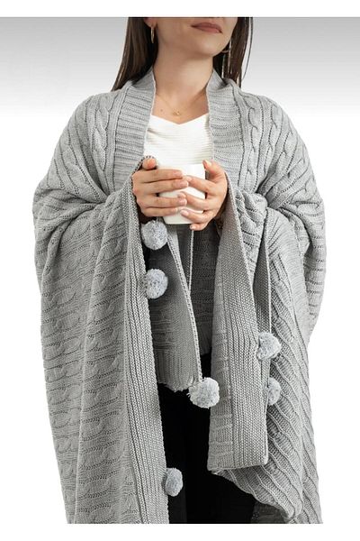DECORA CASA HOME COLLECTİON Knitwear Braided Tv Blanket - Leg Shawl, Sofa Shawl - 130X170 cm