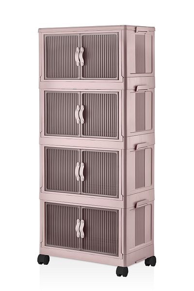 FORSACE 4-Tier Portable Multi-Purpose Organizer with Lid - Stackable Kitchen and Pantry Cabinet