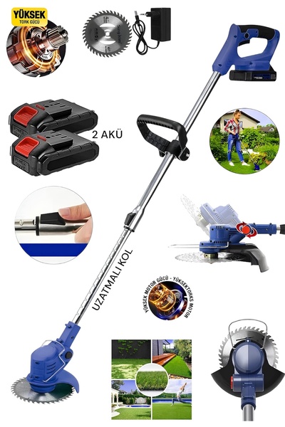 CETHERR GERMAN 980PX Kızaklı Uzatma Kollu Akülü Ot Çalı Çim Biçme Şarjlı Tırp...