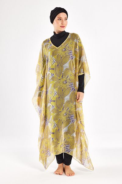 Adasea Single Pareo over Uv Protection Swimsuit Kaftan 1705 Yellow