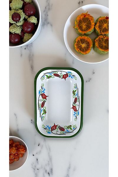 İnci Emaye No. 13 Enameled Square Plate Appetizer Breakfast Camping Picnic