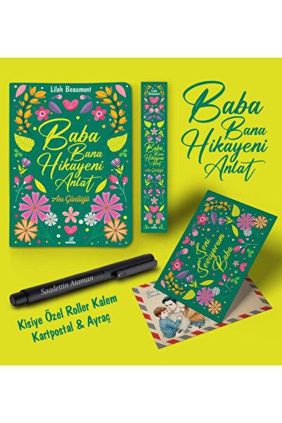 nesnel yayınlar Kişiye Özel Baba Bana Hikayeni Anlat Ayraç Kartpostal Kalem -...
