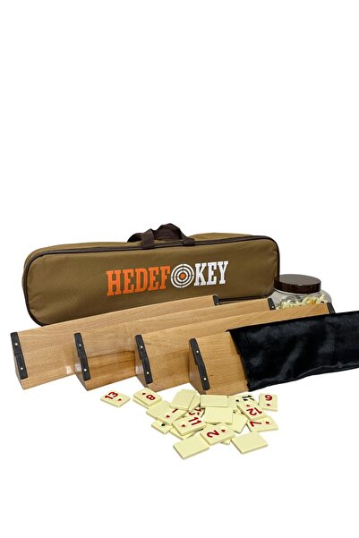 Hedef Çantalı Ahşap Oval Okey Takımı