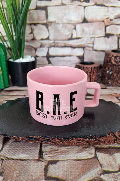 giftkonsept Best Aunt Ever Printed Best Aunt Ever Square Cup with Handle Pink Mug Cup