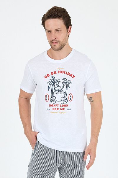 Rodi Men's Go on Holiday Printed T-Shirt – 100% Cotton – Crew Neck Short Sleeve Casual Men's T-Shirt 0008
