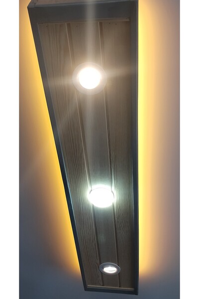 Tasarım Ahşap LED-SPOT panel aydınlatma, 25-30 cm gri çerçeveli ahşap tavan avize, 43 watt 3400 lümen