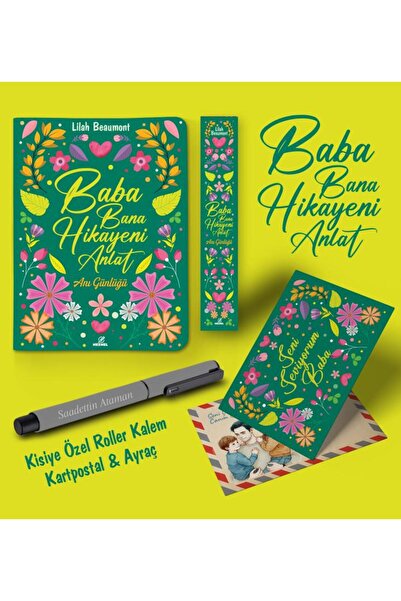 nesnel yayınlar Kişiye Özel Baba Bana Hikayeni Anlat Ayraç Kartpostal Kalem -...