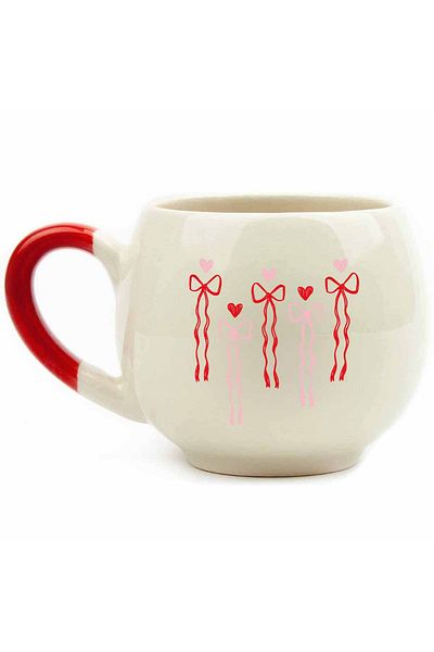 PALTO TASARIM Red Ribbon Cream Shiny Balloon Mug - Gift Mug Cup Mug
