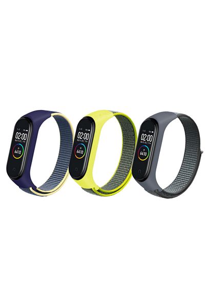 O Ozone Nylon Straps | Xiaomi Mi Band 7 / 6 / 5 | Ice Blue+Bright Yellow+Grey