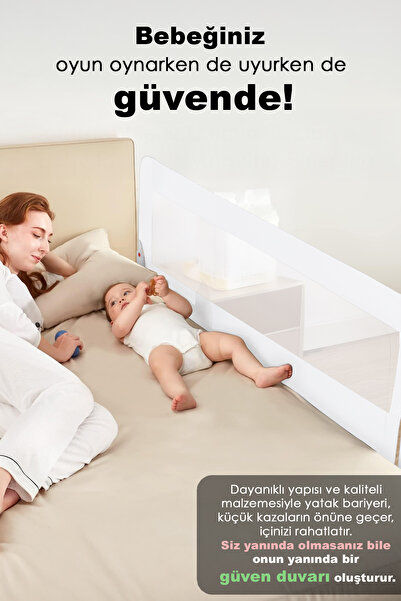 Meleni Baby 180 cm Mega Baby Safety Barrier - Heightened Protective Barrier Folding Bed Rail White