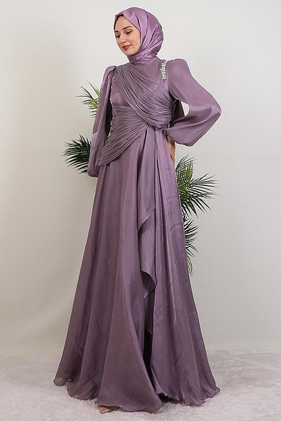 GİYZAMİLA Βραδινό φόρεμα Ilsu Hijab Μαλακό λιλά