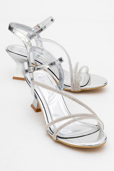 CCWAY AYAKKABI Pantofi de damă cu toc de piatră cu două biele și un cruce SIL...