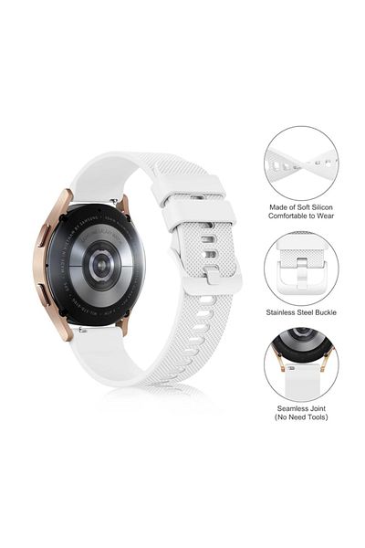 O Ozone 20mm Silicone Bands For Samsung Galaxy Watch 6/5/4 Band 40/ 44mm |White