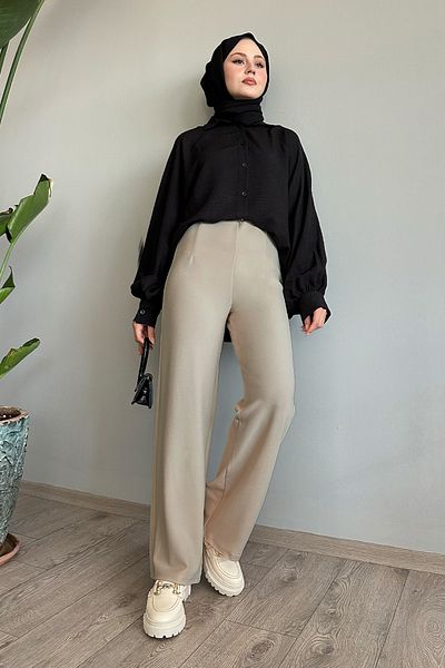 InStyle Pensli Palazzo Beige Trousers