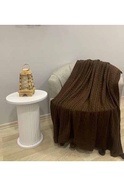 DECORA CASA HOME COLLECTİON Knitwear Braided Tv Blanket - Leg Shawl, Sofa Shawl - 130X170 cm