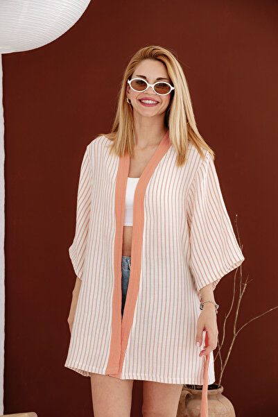 TBA COLLECTION 2 Layer Muslin Kimono |   Line Series - Coral