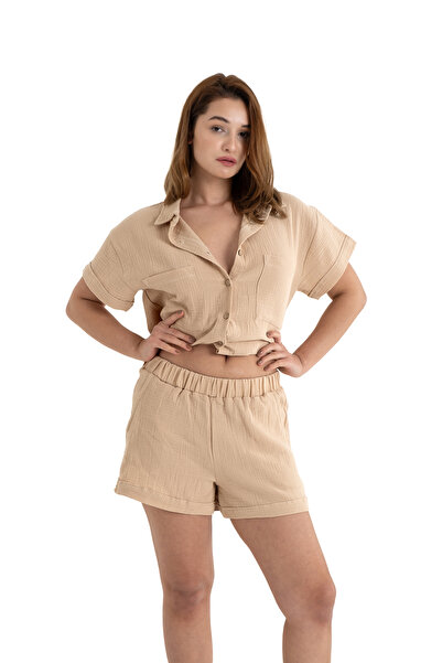 PANCHY CANKY Shorts Shirt Suit 2 Layers Muslin 100% Cotton