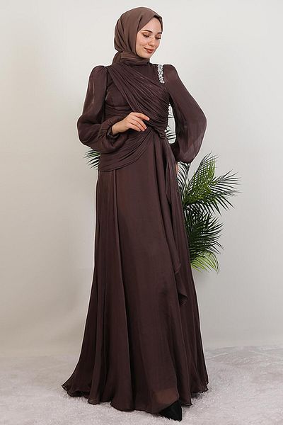 GİYZAMİLA Βραδινό φόρεμα Ilsu Hijab Bitter Brown