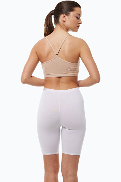 Malabadi Women's 2 Pieces White Knee-Length Non-Marking Modal High Waist Leggings 2m113