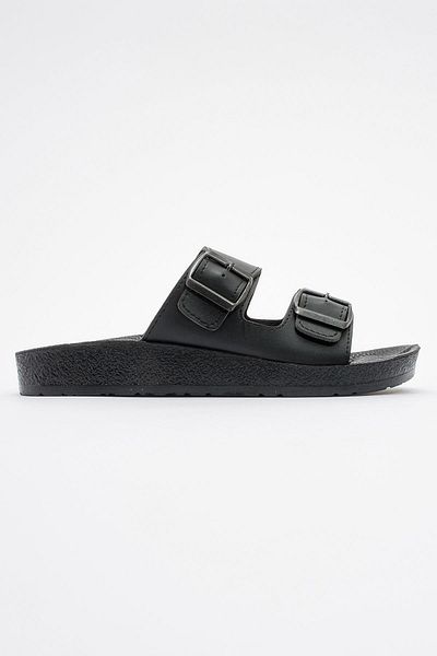 CCWAY AYAKKABI Two Buckle Men's Slippers Black