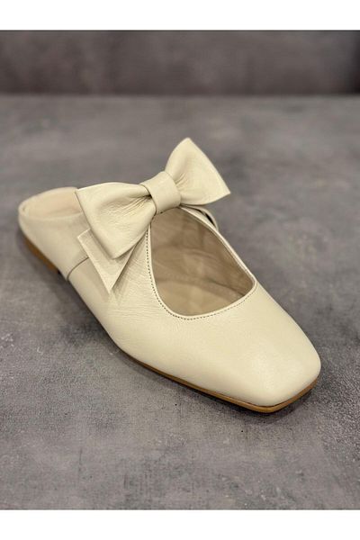 Akalın Akalin Handmade Genuine Leather Bow Slippers