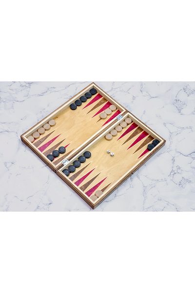 ROmde ROmde™ Wooden Chess and Backgammon Game, 32x32 cm, Brown with White, Alphanumeric Numbered