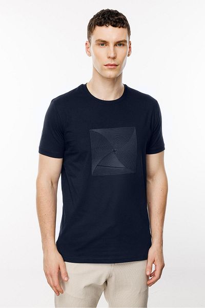 İgs Men's Navy Blue Crew Neck T-Shirt