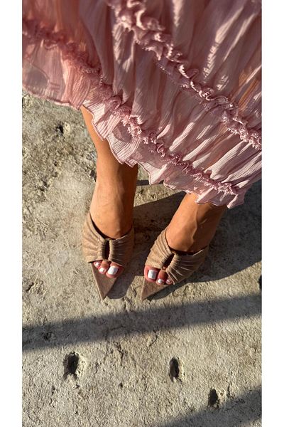 Eataly Shoes Pointed Toe Mink Suede Heeled Shoes