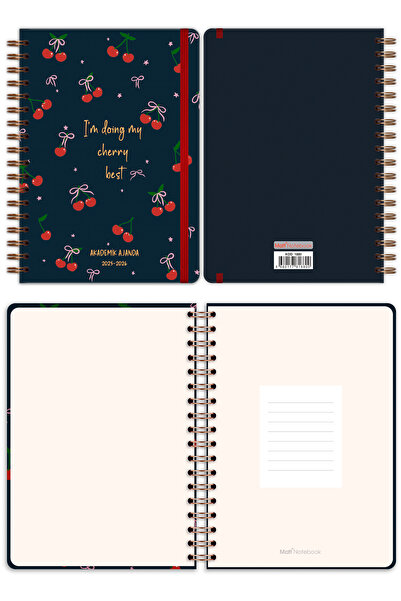 Matt Notebook 2025-2026 B5 Akademik Ajanda Spiralli 17x24 cm - 17 Aylık Kiraz
