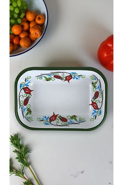 İnci Emaye No. 13 Enameled Square Plate Appetizer Breakfast Camping Picnic