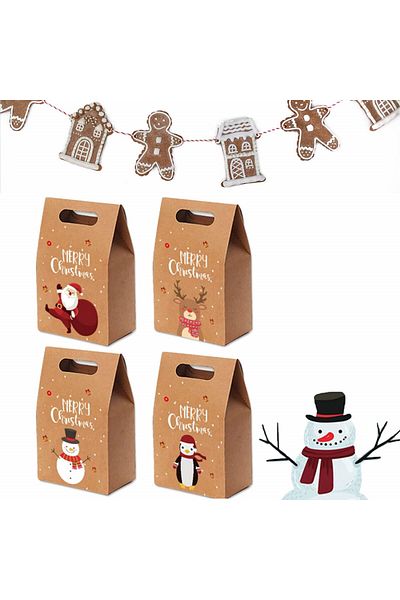 DYWW Set of 16 Dyww Christmas gift bags, paper, brown/red, 10.5 x 6.5 x 17.5 cm