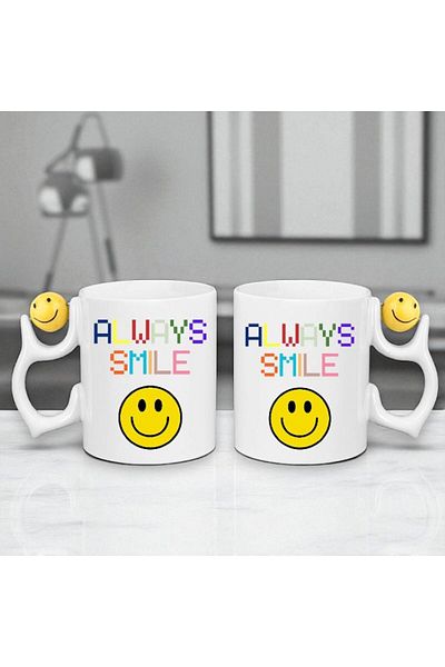 Nino Store 🟡 😁   كوب مبهج مطبوع على شكل هدية من تصميم Always Smile 🎨 ☕