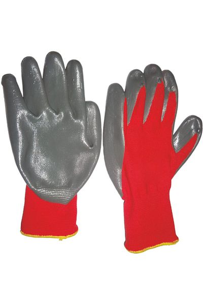 flores Universal protective gloves Flores FS-13258, textile and PVC material, red-gray