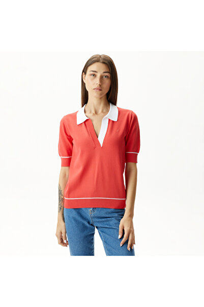 Nautica Kadın Kırmızı Relaxed Fit Kısa Kollu Triko