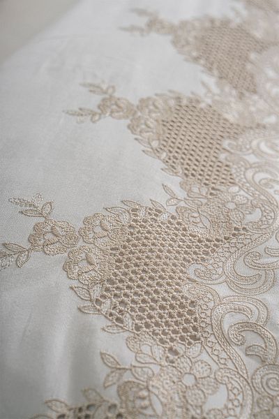 Nazik Home Iris Embroidered Cotton Satin Double 6 Piece Duvet Cover Set