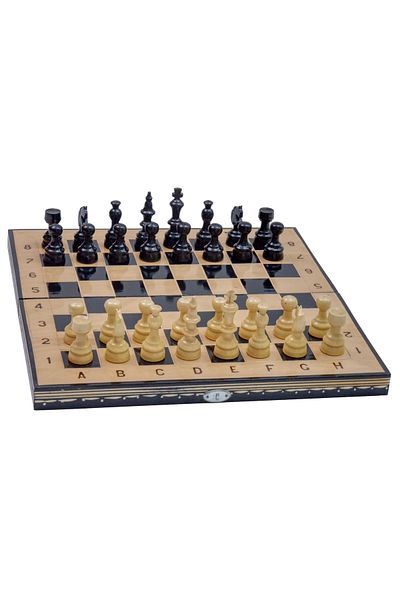 ROmde ROmde™ Wooden Chess and Backgammon Game, 38x38 cm, Black and White, Alphanumeric Numbered