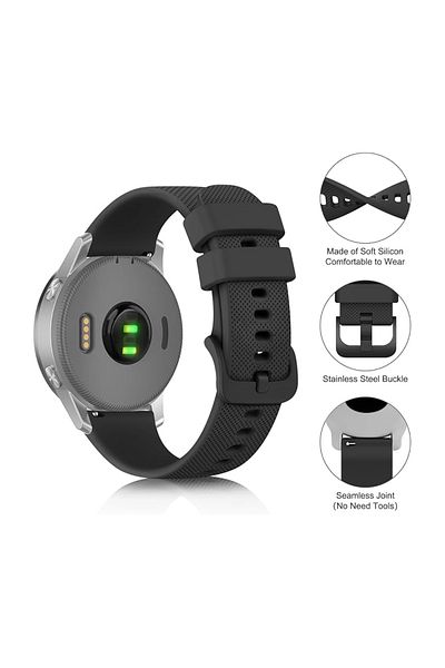 O Ozone 20mm Silicone Bands For Samsung Galaxy Watch 6/5/4 Band 40/ 44mm |Black