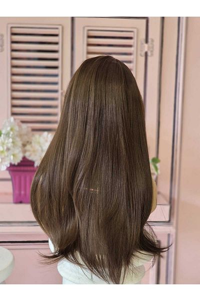 LOLLY PONY Straight Brown Korean Fiber Synthetic Front Tulle Wig
