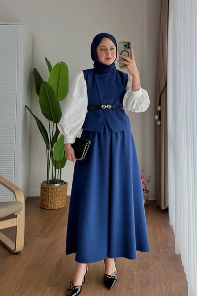 SUWWE Stylish Belted Vest-Skirt Suit
