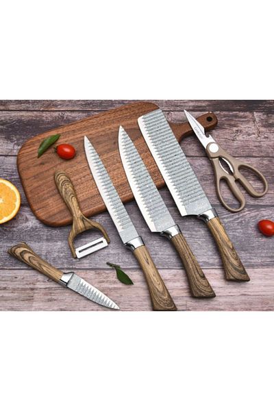 Everrich Mastercook 6 Piece Kitchen Set - 4 Premium Knives, Peeler & Multifunctional Scissors