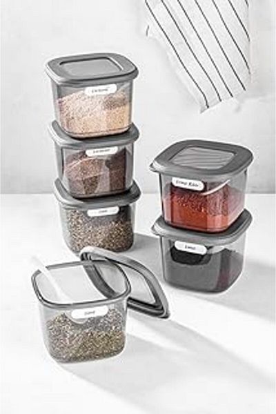 NETWORK ART Labeled spoon storage container 6-piece set small size 0.55 litre anthracite