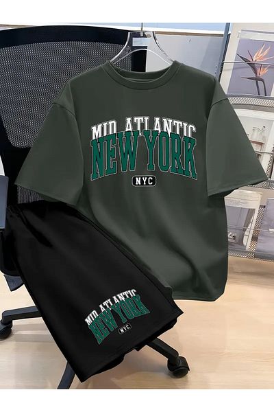 ACTIVE MODA -Men's Cotton Printed Is Located in the Tshirt-Shorts Set 2-Pack Oversize Large Size