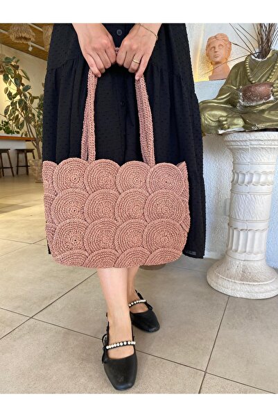 DisaAtölye Round Motif Straw Bag, Handmade