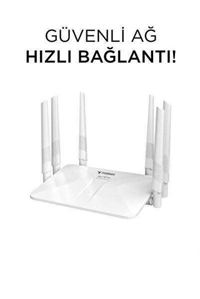 Torima WR50Q Beyaz Kablosuz 300Mbps WiFi Router 6 Güçlü Anten Geniş Kapsama 2.4GHz 4 Portlu