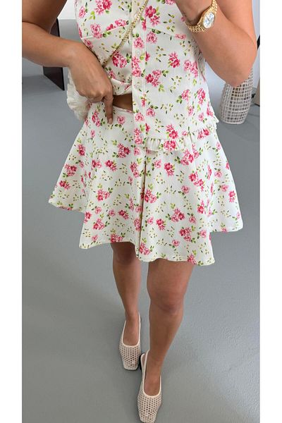 Sezgi Tekin Special Series Flower Pattern Bell Shorts Skirt