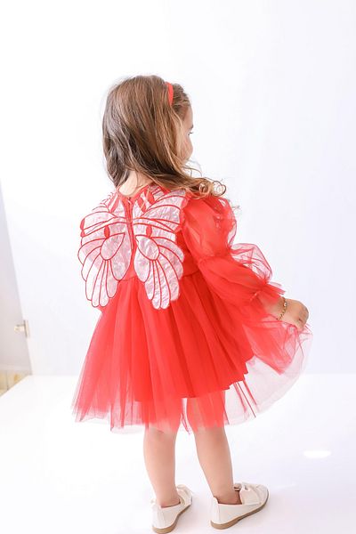 BİHAYALBİÇOCUK Winged and Tulle Dress - Red