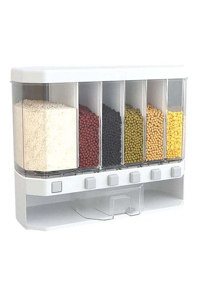 Generic Multi Compartment Wall Mounted Dry Food Dispenser Clear/White 23.5x39x16.6cm